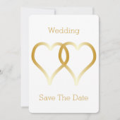 Hochzeit speichern Sie das Datum Gold Hearts Save The Date (Vorderseite)