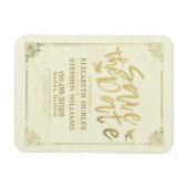 Hochzeit speichern Sie das Datum Gold Script Blume Magnet (Horizontal)