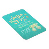 Hochzeit speichern Sie das Datum Golden Ananas Aqu Magnet (Rechte Seite)