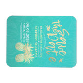 Hochzeit speichern Sie das Datum Golden Ananas Aqu Magnet (Horizontal)