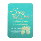 Hochzeit speichern Sie das Datum Golden Ananas Aqu Magnet (Vertikal)