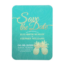 Hochzeit speichern Sie das Datum Golden Ananas Aqu