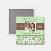 Hochzeit speichern Sie das Datum Grün Braun Foto M Magnet (Vorderseite/Rückseite)