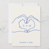 Hochzeit Speichern Sie das Datum Hand gezogen Herz Einladung (Rückseite)