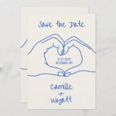 Hochzeit Speichern Sie das Datum Hand gezogen Herz Einladung (Vorne/Hinten)
