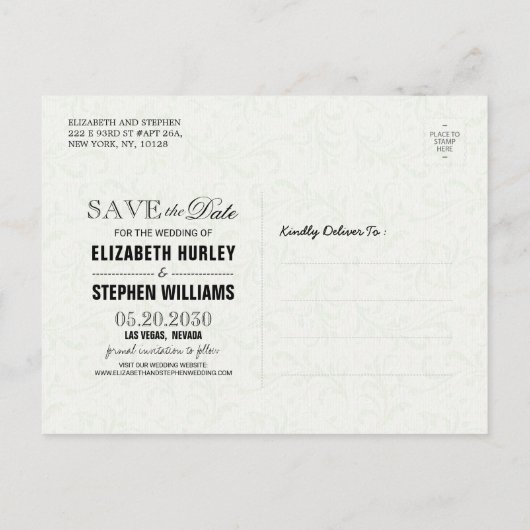 Hochzeit speichern Sie das Datum Herbst Herbstlaub Ankündigungspostkarte (Rückseite)