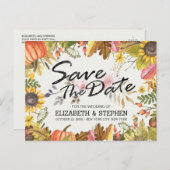 Hochzeit speichern Sie das Datum Herbst Herbstlaub Ankündigungspostkarte (Vorne/Hinten)