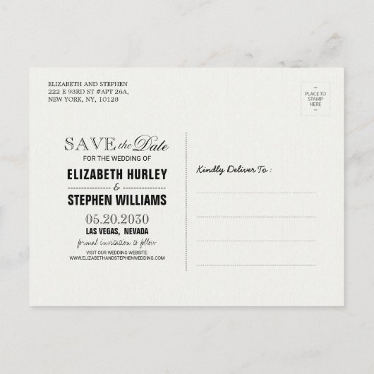 Hochzeit speichern Sie das Datum Herbst Herbstlaub Ankündigungspostkarte (Rückseite)