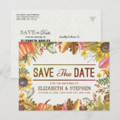 Hochzeit speichern Sie das Datum Herbst Herbstlaub Ankündigungspostkarte (Vorne/Hinten)
