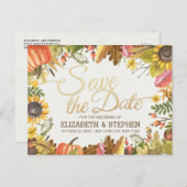 Hochzeit speichern Sie das Datum Herbst Herbstlaub Ankündigungspostkarte (Vorne/Hinten)