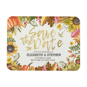 Hochzeit speichern Sie das Datum Herbst Herbstlaub Magnet