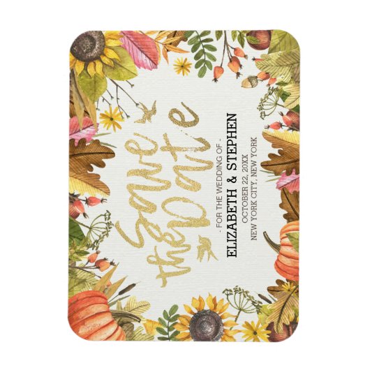 Hochzeit speichern Sie das Datum Herbst Herbstlaub Magnet (Vertikal)