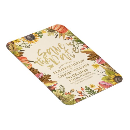 Hochzeit speichern Sie das Datum Herbst Herbstlaub Magnet (Rechte Seite)