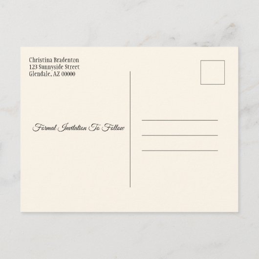 Hochzeit speichern Sie das Datum Herbst lässt glüh Ankündigungspostkarte (Rückseite)