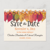 Hochzeit speichern Sie das Datum Herbst lässt glüh Ankündigungspostkarte (Vorderseite)