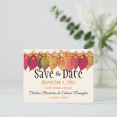 Hochzeit speichern Sie das Datum Herbst lässt glüh Ankündigungspostkarte (Stehend Vorderseite)