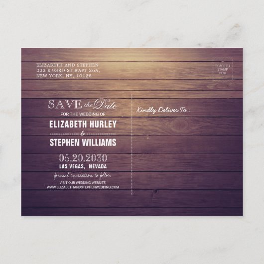 Hochzeit speichern Sie das Datum Herbst verlassen  Ankündigungspostkarte (Rückseite)