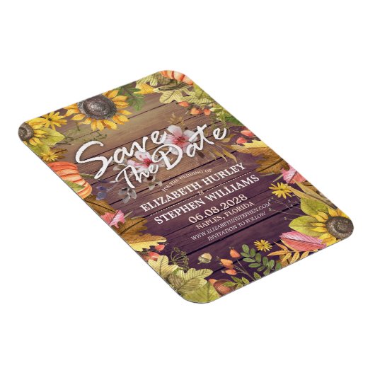 Hochzeit speichern Sie das Datum Herbst verlassen  Magnet (Rechte Seite)