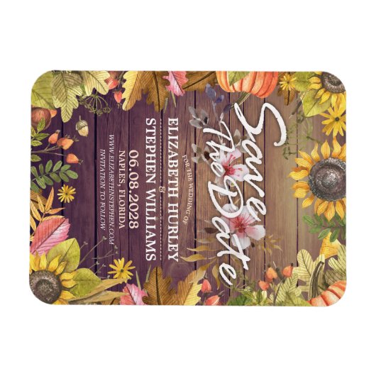 Hochzeit speichern Sie das Datum Herbst verlassen  Magnet (Horizontal)