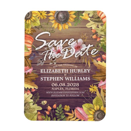 Hochzeit speichern Sie das Datum Herbst verlassen  Magnet (Vertikal)