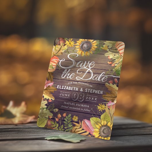Hochzeit speichern Sie das Datum Herbst verlassen Save The Date