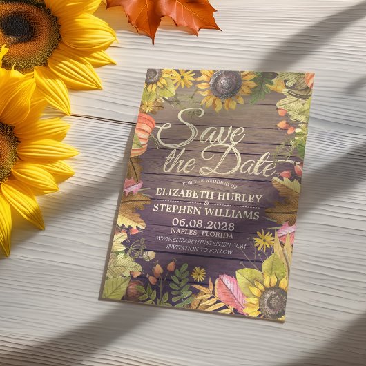 Hochzeit speichern Sie das Datum Herbst verlassen  Save The Date