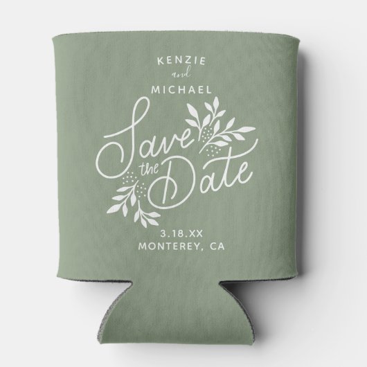 Hochzeit Speichern Sie das Datum Hübsch Botanicals Dosenkühler (Rückseite)