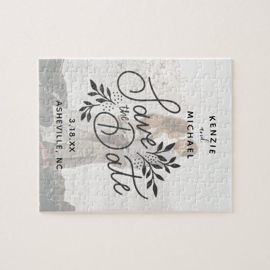 Hochzeit Speichern Sie das Datum Hübsche Kalligraf Puzzle (Horizontal)