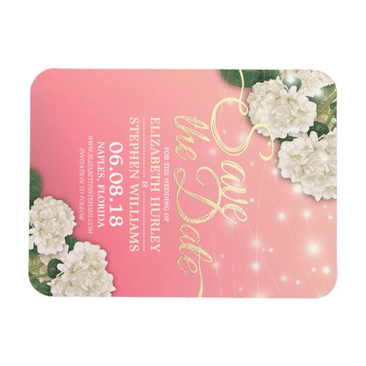 Hochzeit speichern Sie das Datum Hydrangea Blume h Magnet (Horizontal)