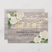 Hochzeit speichern Sie das Datum Hydrangea String  Ankündigungspostkarte (Vorne/Hinten)