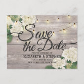 Hochzeit speichern Sie das Datum Hydrangea String  Ankündigungspostkarte (Vorderseite)