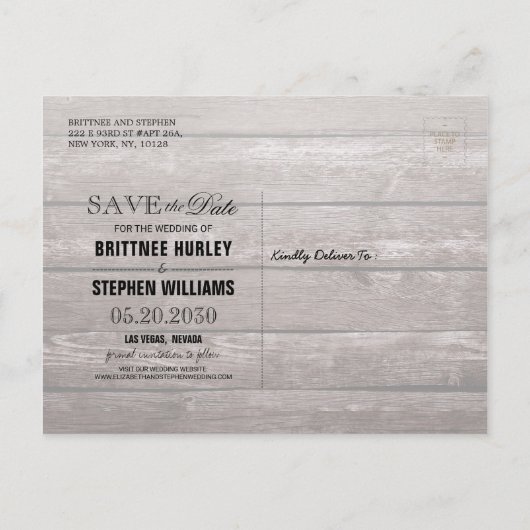 Hochzeit speichern Sie das Datum Hydrangea String Ankündigungspostkarte (Rückseite)