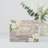 Hochzeit speichern Sie das Datum Hydrangea String  Ankündigungspostkarte (Stehend Vorderseite)