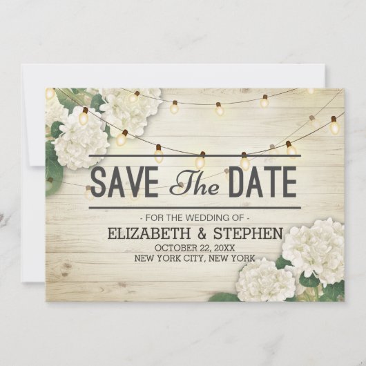 Hochzeit speichern Sie das Datum Hydrangea String Save The Date (Vorderseite)