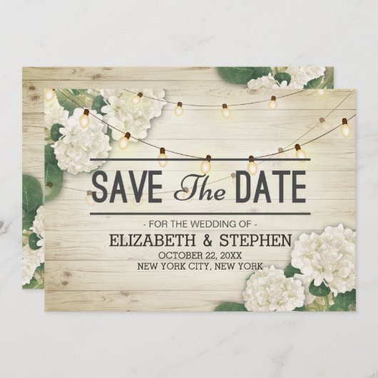 Hochzeit speichern Sie das Datum Hydrangea String Save The Date (Vorne/Hinten)