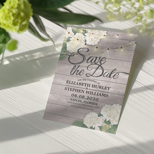 Hochzeit speichern Sie das Datum Hydrangea String Save The Date