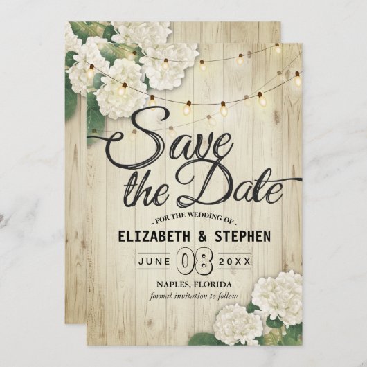 Hochzeit speichern Sie das Datum Hydrangea String Save The Date (Vorne/Hinten)