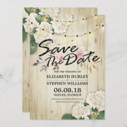 Hochzeit speichern Sie das Datum Hydrangea String Save The Date (Vorne/Hinten)