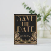 Hochzeit Speichern Sie das Datum in einem Art Deco Ankündigungspostkarte (Stehend Vorderseite)