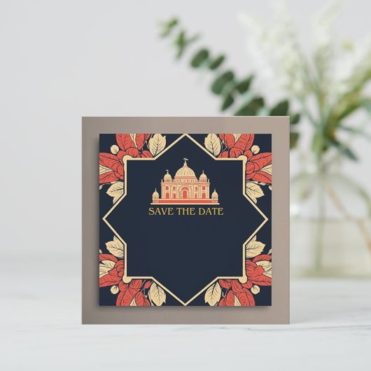 Hochzeit speichern Sie das Datum indische Thema Ei Save The Date (Stehend Vorderseite)