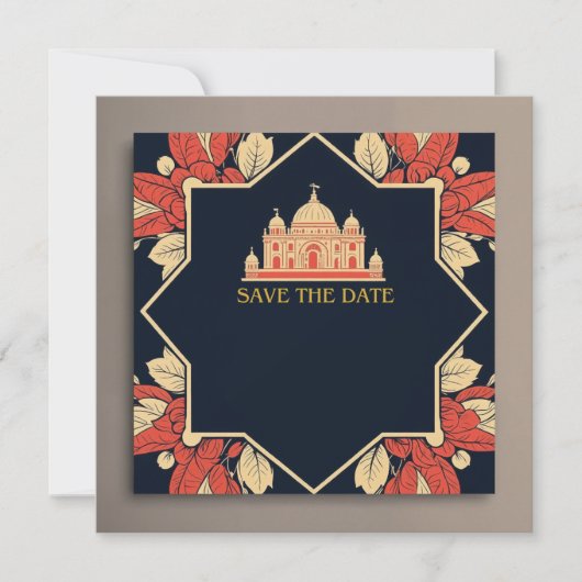Hochzeit speichern Sie das Datum indische Thema Ei Save The Date (Vorderseite)