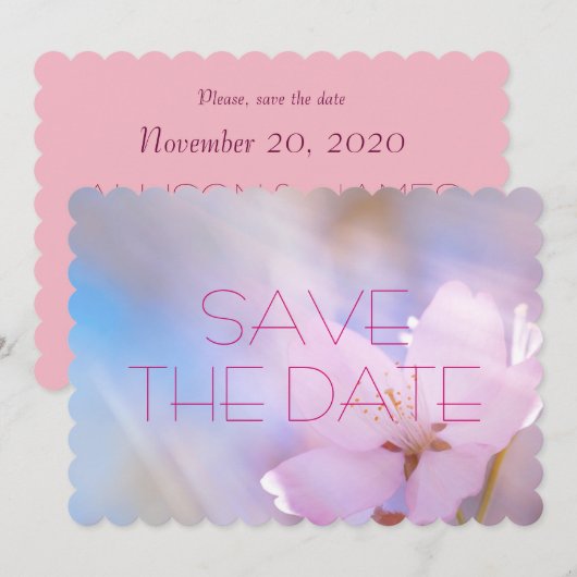 Hochzeit speichern Sie das Datum Kirschbllossom Save The Date (Vorne/Hinten)