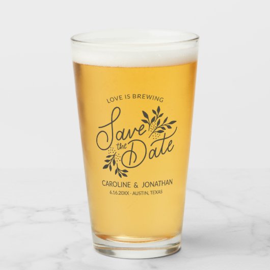 Hochzeit Speichern Sie das Datum Liebe Brauen Bota Glas (Vorne (Gefüllt))