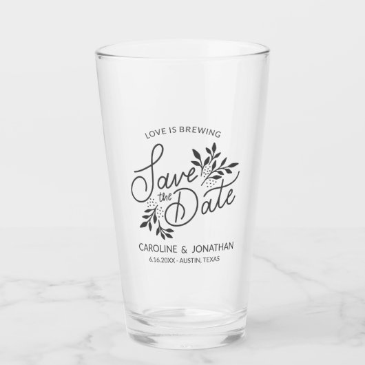 Hochzeit Speichern Sie das Datum Liebe Brauen Bota Glas (Vorderseite)