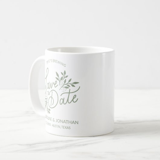 Hochzeit Speichern Sie das Datum Liebe Brauen Paar Kaffeetasse (Vorderseite Links)
