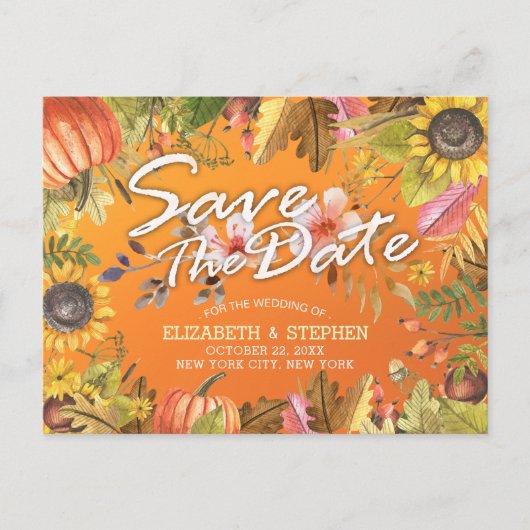 Hochzeit speichern Sie das Datum Maple Herbst verl Ankündigungspostkarte (Vorderseite)