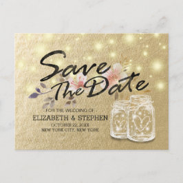 Hochzeit speichern Sie das Datum Mason Jar String  Ankündigungspostkarte