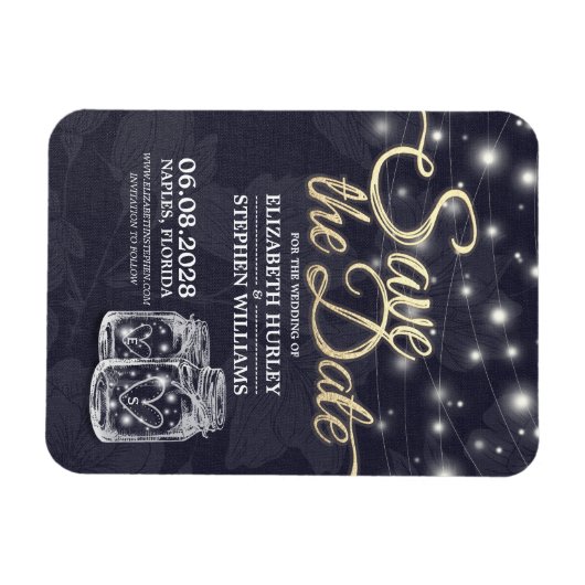 Hochzeit speichern Sie das Datum Mason Jar String Magnet (Horizontal)