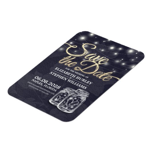 Hochzeit speichern Sie das Datum Mason Jar String Magnet (Linke Seite)