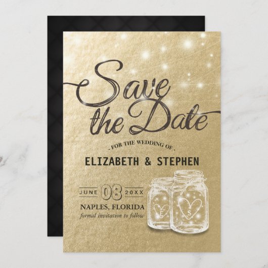 Hochzeit speichern Sie das Datum Mason Jar String  Save The Date (Vorne/Hinten)